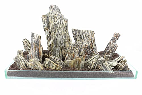 WYSKONT Schiefersteine - Aquarium Deko - Terrarium Deko - Aquarium Steine 5 kg Holzoptik - Aquarium Höhle - Aquarium Dekoration - Naturstein - Aquarium Zubehoer - Aquascaping Gestein Rückwand