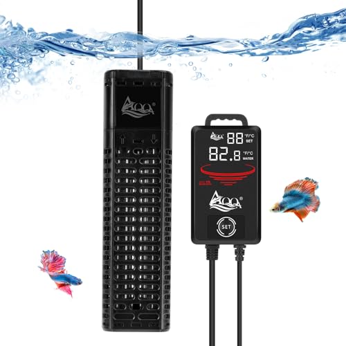 AQQA Aquarium Heizung, 300W/500W/800W/1000W/1200W Tauchheizung für Aquarien mit LED-Digitalanzeige & Übertemperaturschutz, für Salz- und Süßwasser Aquarium Fischbecken