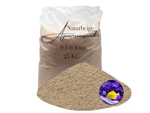 Aquariumsand Aquariumkies beige im 25 kg Sack, kantengerundet, gewaschen, ungefärbt 0,1-0,4 mm