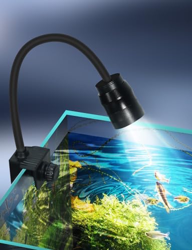 boxtech Aquarium Beleuchtung, Aquarium LED Zoom Lichter Hohe,3 Farben Einstellbare Brennweite,Temperaturbeständigkeit Schnelle Wärmeableitung und nachhaltige Nutzung 10W