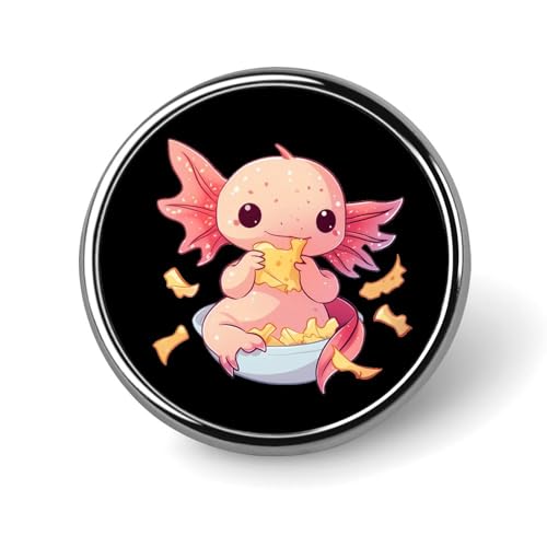 Axolotl mit Kartoffelchips, runde Anstecknadeln, Emaille-Knopf, Brosche, individuelle Anstecknadeln zur Dekoration der Kleidung