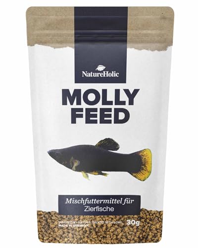 NatureHolic MollyFeed | hochwertiges Hauptfutter für Zierfische | Stärkung des Immunsystems & der Farbintensität | Ideal für Mollys und Co. | 30 g