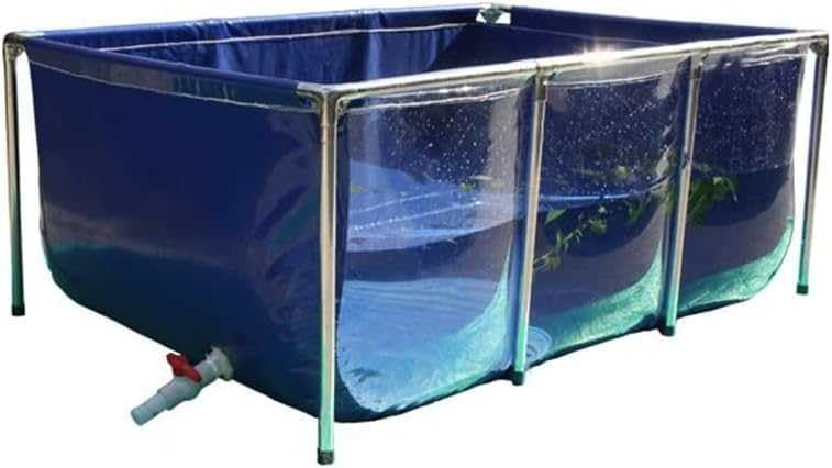 Großes PVC-Leinen-Aquarium, Stahlrahmen, klares Sichtfenster, leicht montierbar, Blau – Fisch & Wasserhaustiere Pool Teich