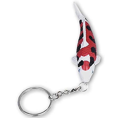 Koi Company Schlüsselanhänger • Detailgetreuer Anhänger Koi Sanke • Schlüsselanhänger Fisch (LxBxH) 6cmx2,5cmx2,5cm
