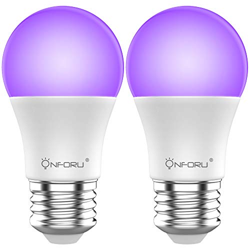 Onforu 4er Schwarzlicht Glühbirne, E27 UV Birne 9W Glühlampe, 385-400 nm UVA Level Schwarzlichtlampe, Black Light Bulb, UV Beleuchtung Partylicht für Party, Keller, Disco, Club, Bar, Neonfarben