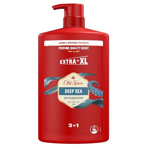 Old Spice Deep Sea 3-in-1 Duschgel & Shampoo für Männer, 1L, langanhaltender, frischer Duft in Parfümqualität für Haare-Gesicht-Körper
