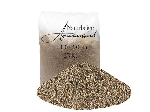 Aquariumsand Aquariumkies beige im 25 kg Sack, kantengerundet, gewaschen, ungefärbt 1,0-2,0 mm