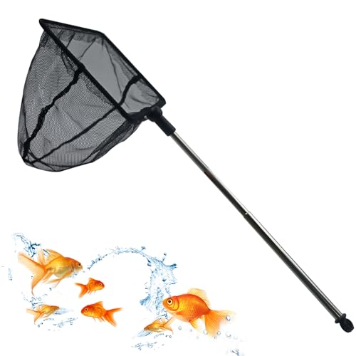 WLUOS Aquarium Fischnetz aus Reißfestem Nylon Mini Aquarium Kescher Net mit Ausziehbarem 17-35 cm Langem Griff für Aquarien Kleine Teiche