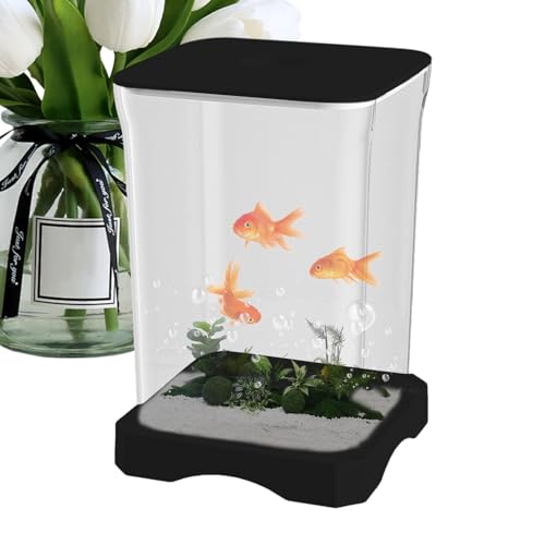 Betta Aquarium | Zieraquarium | Küchenaquarium | 4K HD Schreibtisch-Aquarium mit 11,8 x 11,8 x 17,7 cm/4,65 x 4,65 x 6,97 Zoll und Licht für Zuhause, Wohnung, Dekor, Küche, Arbeitszimmer