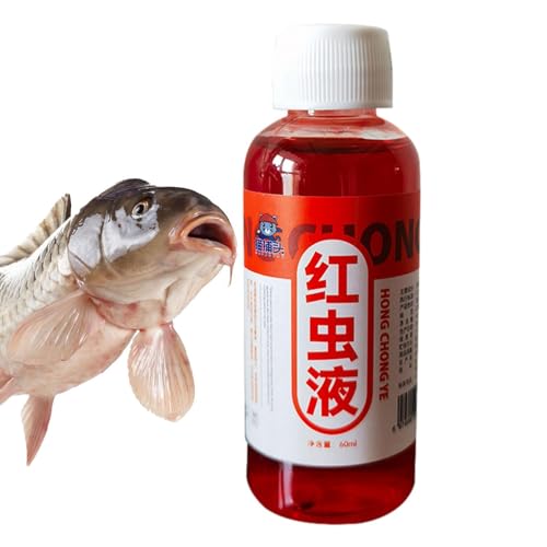 Rotwurm-Konzentrat, 60 ml, effektiver und langlebiger roter Wurm, flüssiger Köder, hohe Konzentration, roter Wurm, flüssiger Köder zum Angeln, sicherer Fischlockstoff für Barsch, Karausche, Silber,