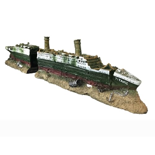 SLOCME Aquarium Titanic Shipwreck Dekorationen - Schiffs Dekorationen aus Harzmaterial, Aquarium versunkenes Schiff Ornament Aquarium umweltfreundliche Dekorationen