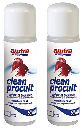 Amtra Clean Procult Set 2 Stück Lebend-Impfkulturen Aktive Filterbakterien Gesundes Aquarium Algen Wasser Fische Grundreinigung 2x50ml