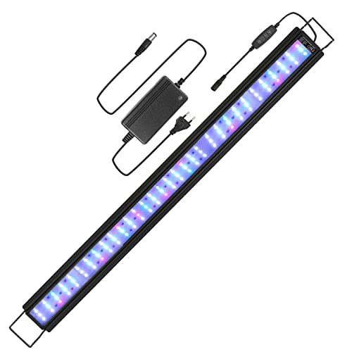 Yakimz 45W Aquarienbeleuchtung, 107-130 CM Aquarium LED Beleuchtung RGB, Aquarium Lampe, Dimmbare Vollspektrum Aquarium Pflanzen licht mit Timer für Algen und Fisch Aquarien