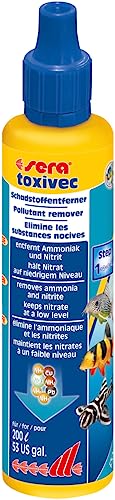 sera toxivec 50ml Wasseraufbereiter fürs Aquarium, entfernt fischtoxisches Ammoniak, Nitrit, bindet Schwermetalle wie Blei, Kupfer, entfernt Chlor, Chloramine, vermindert Nitrat, damit Algen