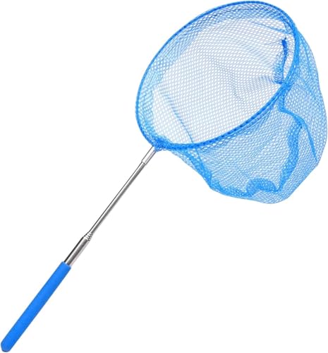 fasloyu Teleskop Kinder Kescher Ausziehbar Schmetterlingsnetz Fischernetze Fangen Klein Fangnetz Outdoor Zum Fangen von Insekten Bugs Angeln Garten Pool Outdoor Fischernetz | 37-85 CM (Blau)