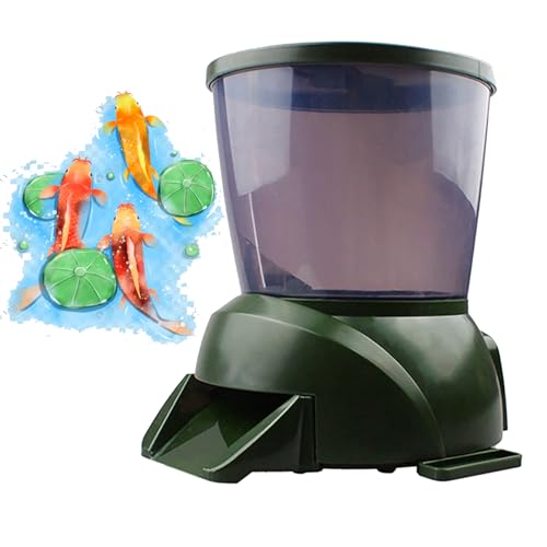 TEMU-SC 4,5L Fish Feeder Futterautomat, Automatic Fishfeeder, Auto-Teich-Fischfutterspender, Automatischer Futterspender für Teichfische für den Außenbereich, Koi-Fische(batteriebetrieben)