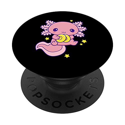 Lustiger rosa Kawaii Axolotl mit Becken - Band-Spieler PopSockets mit austauschbarem PopGrip