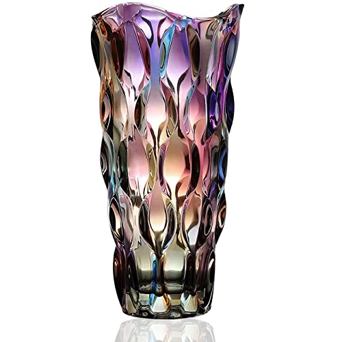 Hey_you Glas Blumenvase,Moderne minimalistische Vase Nordic Glass Floral Handmade Flower Arrangement Hydroponic Ornament für Home Esstisch,Geschenk Hochzeit,Housewarming Party,Stil A-violett