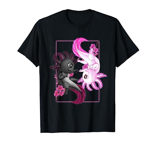 Axolotl Yin Yang Plüschtier Kirschblüte für Mädchen und Jungen T-Shirt