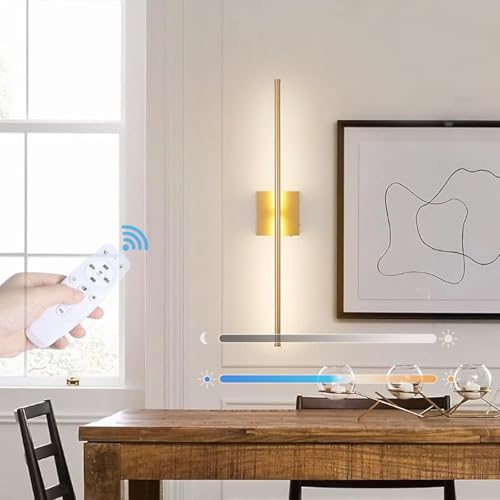 GZZBMY Wandlampe LED Wandleuchte mit Fernbedienung Dimmbar 2700K-6500K Wandbeleuchtung Touch Kabellose USB Aufladbare 350° Drehbare Wohnzimmer Schlafzimmer Arbeitszimmer (Gold Quadratisch,1 Stück)