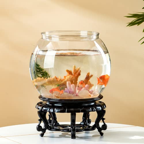 Kugelaquarium Bruchsicherer Kunststoff Fischschale,Goldfischaquarium,Kleine klare runde Fischschale für den Tisch,20CM,mit StänderBruchsicherer,für Wohnzimmer, Wohnung, Büros