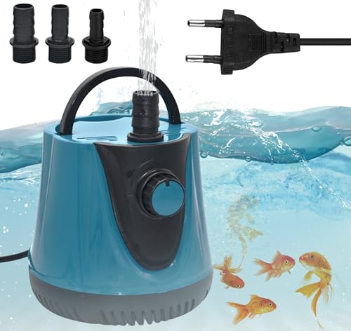 Mini Wasserpumpe 25W 1800L/H Aquarium Tauchpumpe Aquariumpumpe Ultra Leise Aquarium Pumpe mit 3 Düse, Wasserpumpe Klein Springbrunnenpumpe für Aquarien, Teich, Hydrokultur,Brunnen