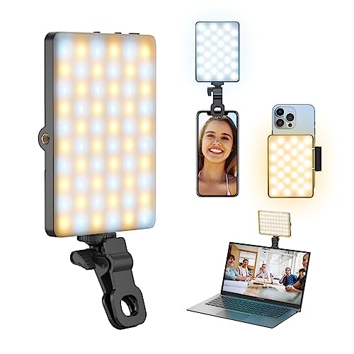 Selfie Licht, Youlisn Handy Licht mit Clip, 60 LED Videolicht mit 3 Lichtmodi, 2000 mAh, CRI 95+ Fotolicht für Handy, Iphone, Laptop,TikTok, Videokonferenzen,Vlog