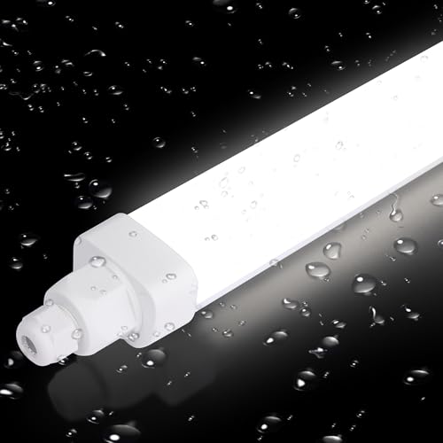 Allesin Feuchtraumleuchte LED 145CM, 45W Led Röhre, Kaltweiß 6500k Reihenschaltung Kellerlampe IP65 Wasserfest Werkstattlampe led Leuchtstoffröhre Leuchte für Feuchtraum Warenhaus