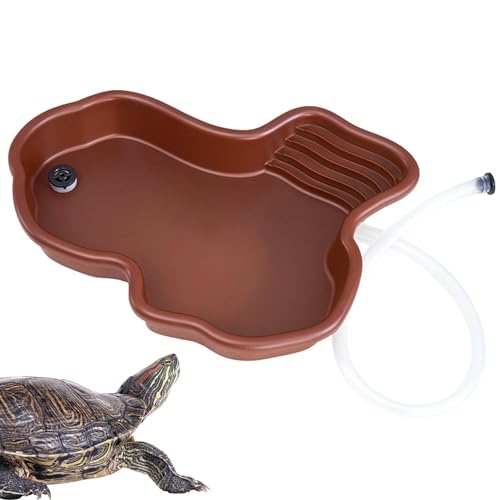 Quzente Schildkrötenbecken - Großes Schildkröten-Badebecken | Schildkröten-Badeschale für Nahrung und Wasser, Reptilien-Badebecken für Schlange, Bartagamen, Schildkröte, Gecko