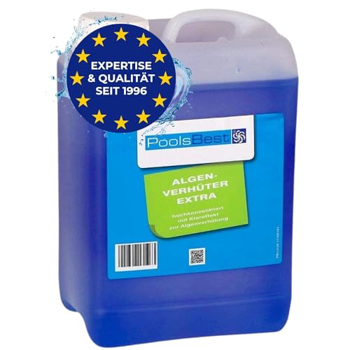 PoolsBest Algenverhüter extra 3L I schaumfreier Algenvernichter für Pool I hochdosiertes Algenmittel zur Wasserpflege- & Reinigung I Poolreiniger mit Klareffekt gegen grünes Wasser im Pool