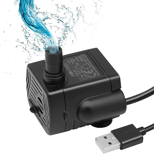 Mini Wasserpumpe, USB-Mini-Pumpe, 1-3W 200 L/H Katzenbrunnen Pumpe für Mini-Fischbecken, Mini Pflanzgefäße, Aquarium Teich