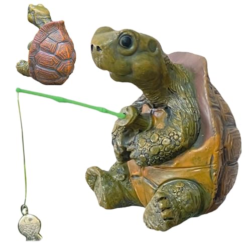 Schildkrötenfiguren für den Garten – Angelschildkrötenfiguren Gartenstatue Skulptur aus Harz | Indoor Fotografie Requisiten Outdoor Teich Landschaft für Topfpflanzen, Terrasse