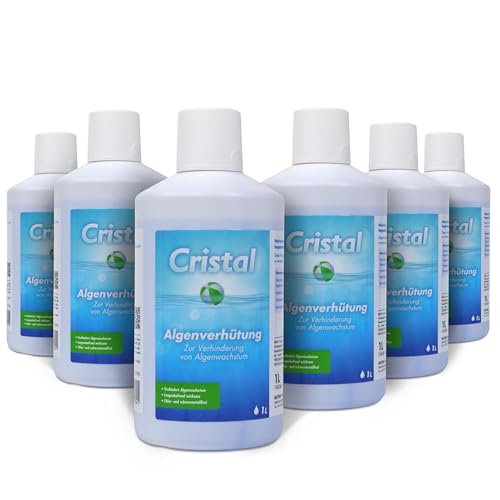 Cristal Effektiver Algenschutz 6 Liter Algenmittel flüssig Algenvernichter Algenverhütung Verhindert Algenwachstum pH-neutral Algizid Algezid Algen Pool