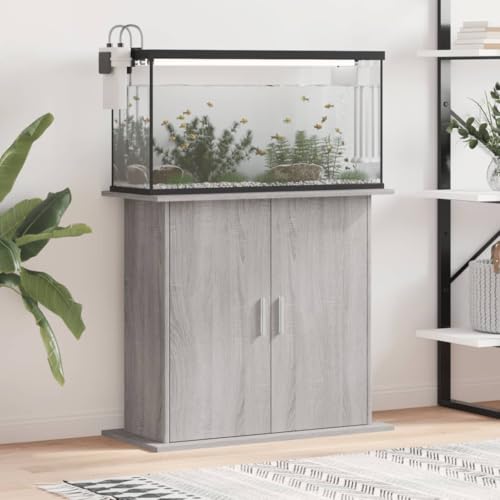 Somanki Aquariumständer Grau Sonoma 81x36x73 cm Holzwerkstoff, Aquarium Unterschrank, Aquarium Schrank, Aquariumschrank, Aquarium Tisch, Aquarium Stands 833605