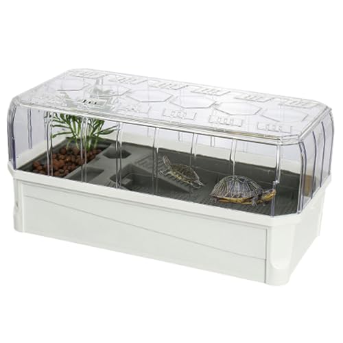 Turtle Tank Habitat – Starter-Set für Aquarien aus Acryl mit Multifunktions-Zone | UV-Erholungsplattform für Reptilien, Einsiedlerkrebse, kleine brasilianische Schildkröte, Schildkröte