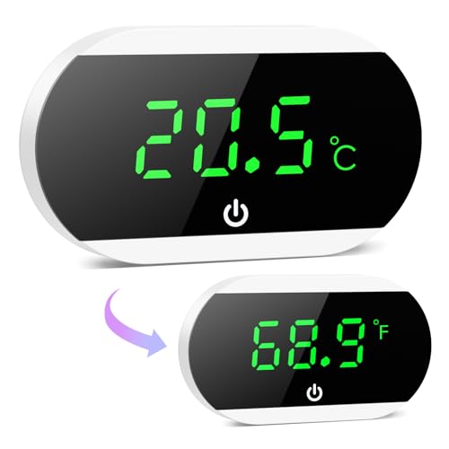 OQIMAX Mini Aquarium Thermometer, Digital Aquarium Thermometer LED Display, Wasserthermometer für alle Aquariengrößen, °C/°F, Touch Wake-up, Kabellos Aquarienthermometer für Süßwasser-Meeresaquarien