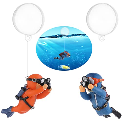 cobee Diver Aquarium Dekorationen, 2 STÜCKE Schwimmendes Aquarium Dekor Aquarium Taucher mit Schwimmvorrichtung Taucherfiguren Cartoon Aquarium Ornament Fisch Playmate Aquarium Zubehör