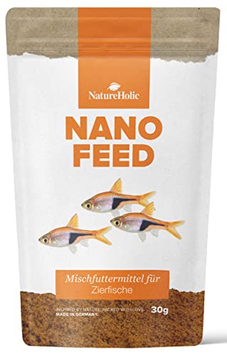 NatureHolic Nanofeed - Minifischfutter I Spezialfutter für Nanofische I für gute Versorgung I schonende Herstellung I feinkörnig I made in Germany I 50ml