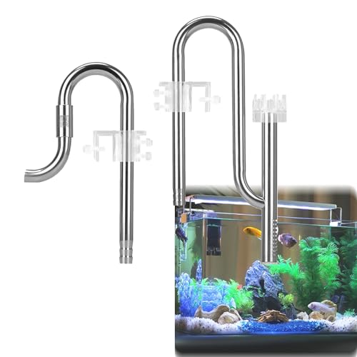 HAMON Aquarium Wasseroberfläche Skimmer, Aquarium Filterrohr Edelstahl Zufluss Abfluss Rohre für Aquarium Planted Tank 12 / 16mm (16MM)