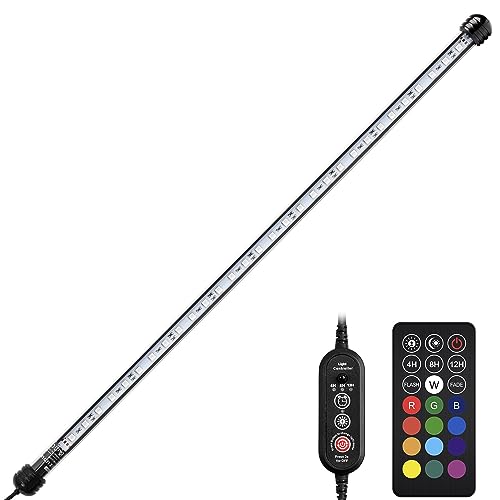 NICREW Aquarium LED Beleuchtung, IP 68 Wasserdicht Aquarium Lampe mit Timer, 5 Helligkeitsstufen Dimmbar Unterwasserbeleuchtung für Süßwasser- und Meerwasseraquarium, 58cm