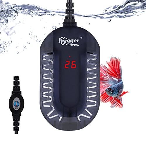 hygger Aquarium Heizung, 100W Temperatur Einstellbare Aquarium Heizstab, Schnelles Aquarium Heize mit Externem Controller und Eingebautem Thermometer für 25-50L Kleines Aquarium