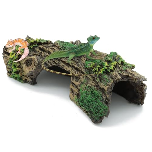 HORREX Aquarium Deko Höhle 14 * 6 * 5.5cm Harz Höhle Deko Aquarium Garnelen Aquarium Stamm Simulation Baumstamm Ideal für Kleine Garnele Fisch Wassertiere zum Züchten Spielen und Ausruhen