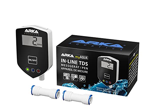 ARKA myAQUA Inline TDS-Messgerät - Dauerhafte TDS-Wasserwertmessung mit 1/4 Zoll Anschlüssen, kompakt & präzise, ideal für Umkehrosmoseanlagen, für Wasserqualitätskontrolle