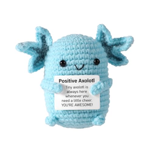 TOYMIS Positiver Axolotl Gehäkelt, Süßes Kreatives Häkelset Weiche Stützpuppe Mini-Axolotl-Häkelspielzeug Erhebendes Strickspielzeug Geburtstagsgeschenke für Büro-Party-Dekorationen (Blau)