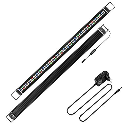 BELLALICHT LED Timer Aquarium Beleuchtung, Aquarien Lampe [Vollspektrum Rot Grün Blau Weiß Licht] mit Timer Dimmer, 10 Helligkeitsstufen Dimmbar IP66 Wasserdicht für Fisch Tank Pflanze