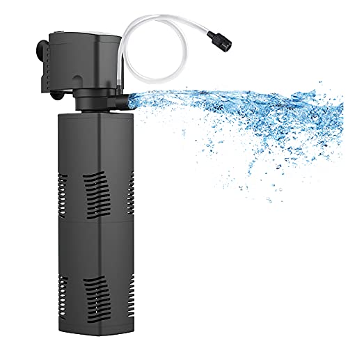 TARARIUM Interner Aquarium Filter Pumpe für 150-560 Liter Becken Bio Schwamm Aquarium Innenfilter mit 1200L/h Tauch Wasserpumpe für Großtank Garten Teich Kaltwasser Tropische Fische Strömungspumpe