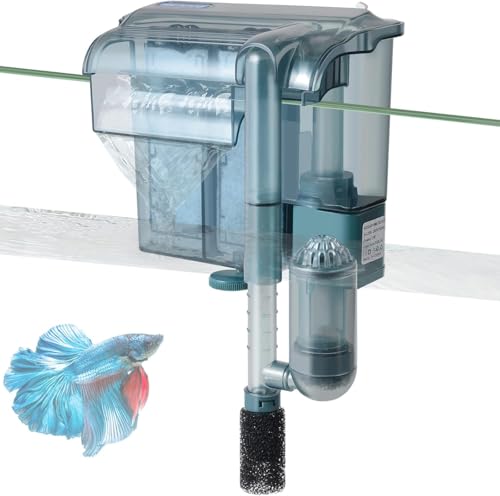 FEDOUR Leiser 360LPH Aquarien Außenfilter mit 2 Filterpatronen, 3W Einstellbarer Aquarium Filter, für 15-80L Aquarium, Ausgestattet mit Schwimmerventil und Verlängertem Einlassrohr