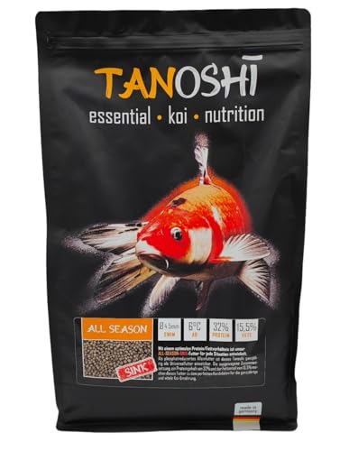 Tanoshi Koifutter - All Season Sink 5 kg 4,5 mm | sinkendes Winterfutter für Herbst, Frühjahr und Winter | Koifutter für ausgewogene Koi-Ernährung