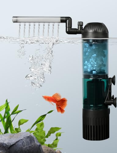 boxtech Interner Filter, Aquarienfilter (6W) Einstellbarer Tauschfilter Schwammfilter 500 L/H