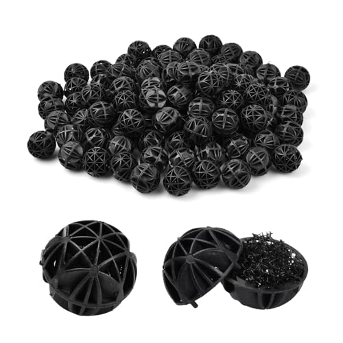 Wisebom 100 Stücke Bio Filterbälle Aquarium 16mm Bio Poröse Filter Biochemische Ball für Filtration Reinigung, Teich Brunnen Filtermedium für EX Außenfilter, Reduziert Anzahl Wasserwechsel